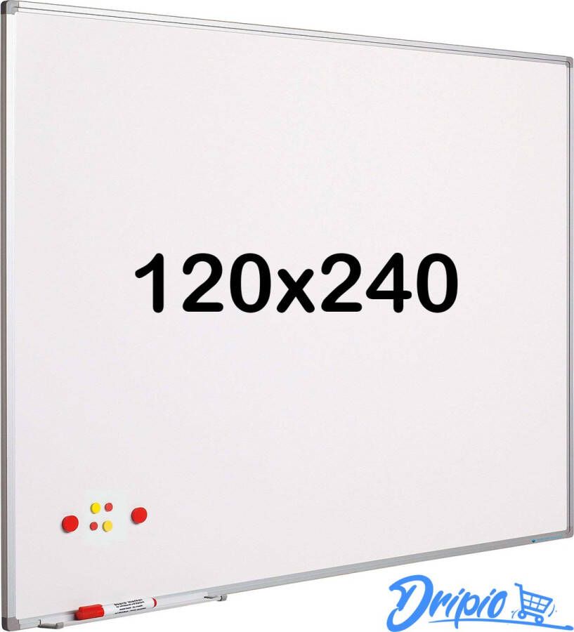 Dripio Whiteboard 120x240 cm Gelakt staal Magnetisch Magneetbord Memobord Planbord Schoolbord inclusief montageset