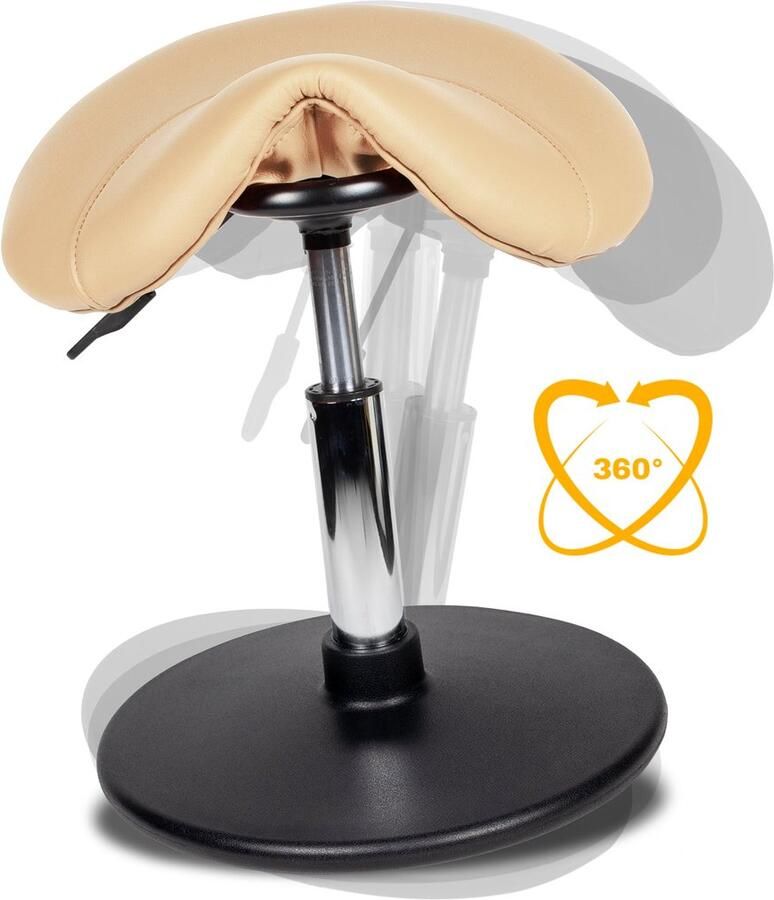 Dromerio Ergonomische Balanskruk – Verstelbare wiebelkruk voor Actief Zitten – Verbeterde Houding & Core Stabiliteit – Ideaal voor Thuiswerk & Kantoor zwart Hoog (70-86cm) - Foto 2