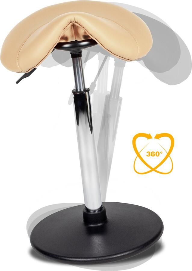 Zadelkruk Nederland Ergonomische Balanskruk Beige Standaard Zithoogte 50 68cm Wiebelkruk Wobble Krukje verstelbaar bureaukruk werkkruk kruk balans