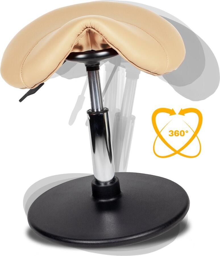 D'Romerio Ergonomische Balanskruk Beige Standaard zithoogte Wiebelkruk Balans Kruk Verstelbare zithoogte 50 68cm