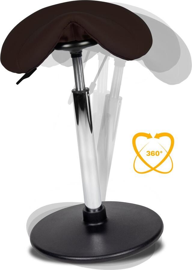 D'Romerio Ergonomische Balanskruk Bruin Hoog- Zithoogte 70 84cm Wiebelkruk Wobble Krukje verstelbaar bureaukruk werkkruk kruk balans