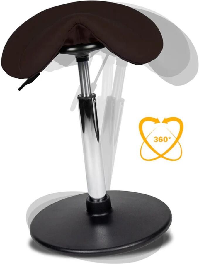 D'Romerio Ergonomische Balanskruk Bruin Standaard zithoogte Wiebelkruk Balans Kruk Verstelbare zithoogte 50 68cm