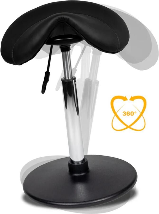 D'Romerio Ergonomische Balanskruk Zwart Lage uitvoering Wiebelkruk Balans Kruk Verstelbare zithoogte 40-57cm