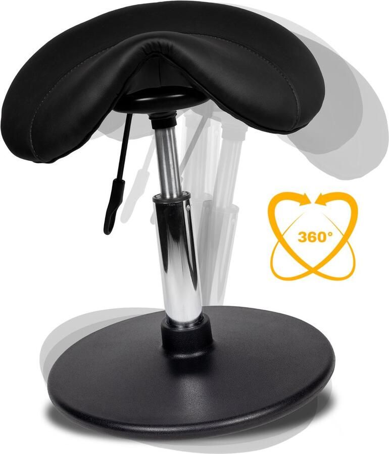 D'Romerio Ergonomische Balanskruk Zwart Standaard zithoogte Wiebelkruk Balans Kruk Verstelbare zithoogte 50 68cm