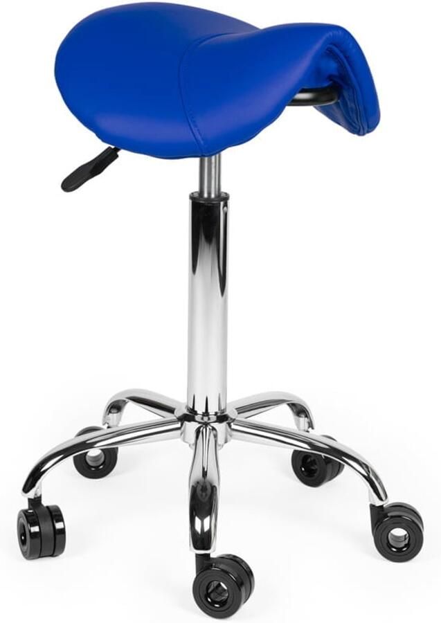 Zadelkruk Nederland Kapperskruk Blauw Standaard Wielen waar geen haren tussen kan komen Zithoogte 50 68cm kruk op wielen krukje werkkruk zadelkruk bureaukruk kapperskruk verstelbaar draaikruk tabouret zadelkruk met rugleuning tot 160kg