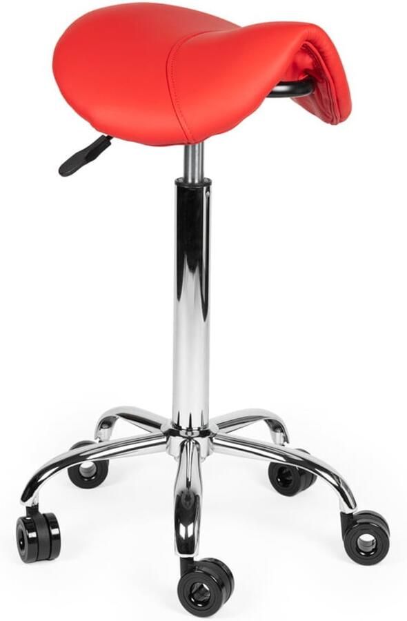Zadelkruk Nederland Kapperskruk Rood Hoog Wielen waar geen haren tussen kan komen Zithoogte 70 84cm kruk op wielen krukje werkkruk zadelkruk bureaukruk kapperskruk verstelbaar draaikruk tabouret zadelkruk met rugleuning tot 160kg