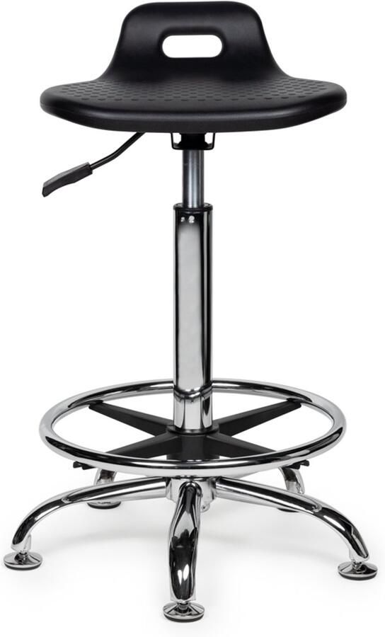 Zadelkruk Nederland Stahulp Zwart Hoog met Voetring Zithoogte 70 84cm kruk op wielen krukje werkkruk zadelkruk bureaukruk kapperskruk verstelbaar draaikruk tabouret zadelkruk met rugleuning tot 160kg - Foto 2