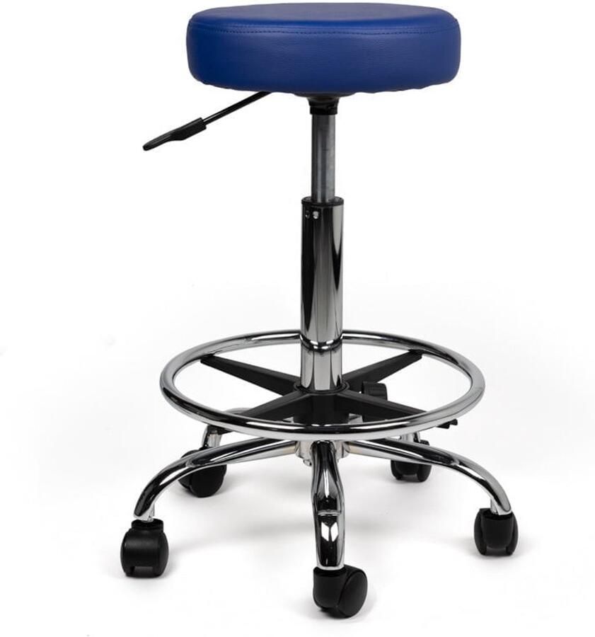 Zadelkruk Nederland Tabouret Blauw Standaard met Voetring Zithoogte 50 68cm kruk op wielen krukje werkkruk zadelkruk bureaukruk kapperskruk verstelbaar draaikruk tabouret zadelkruk met rugleuning tot 160kg