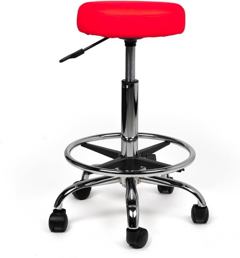 Zadelkruk Nederland Tabouret Rood Standaard met Voetring Zithoogte 50 68cm kruk op wielen krukje werkkruk zadelkruk bureaukruk kapperskruk verstelbaar draaikruk tabouret zadelkruk met rugleuning tot 160kg