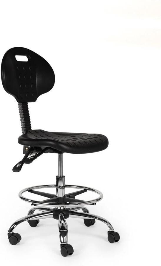 Zadelkruk Nederland Werkplaatsstoel Zwart Hoog met Voetring Zithoogte 70 84cm kruk op wielen krukje werkkruk zadelkruk bureaukruk kapperskruk verstelbaar draaikruk tabouret zadelkruk met rugleuning tot 160kg