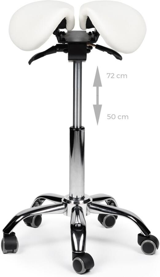 D'Romerio Kantelbare Zadelkruk Wit Zithoogte 50-68cm – Ergonomische Werkkruk met Verstelbare Hoogte – Actieve Zit voor Bureau Thuiswerkplek en Salon – Voorkomt Rugklachten en Verbetert Houding