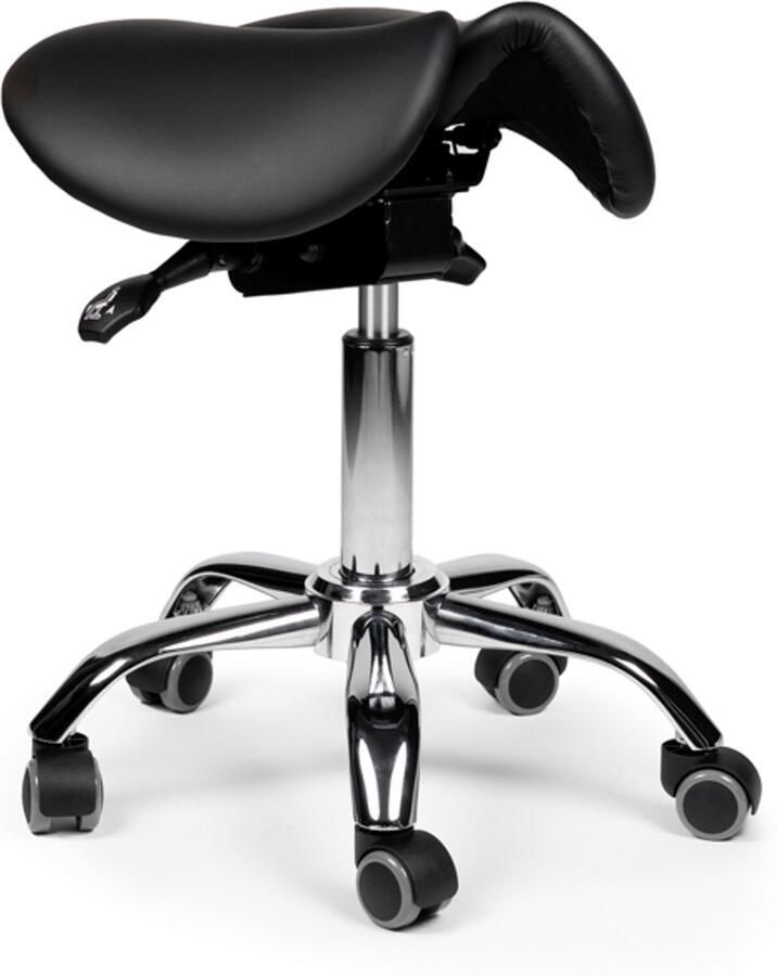 D'Romerio Kantelbare Zadelkruk Zwart Zithoogte 40-56cm – Ergonomische Werkkruk met Verstelbare Hoogte – Actieve Zit voor Bureau Thuiswerkplek en Salon – Voorkomt Rugklachten en Verbetert Houding