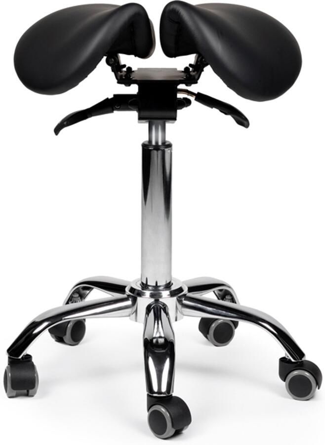 D'Romerio Kantelbare Zadelkruk Zwart Zithoogte 50-68cm – Ergonomische Werkkruk met Verstelbare Hoogte – Actieve Zit voor Bureau Thuiswerkplek en Salon – Voorkomt Rugklachten en Verbetert Houding