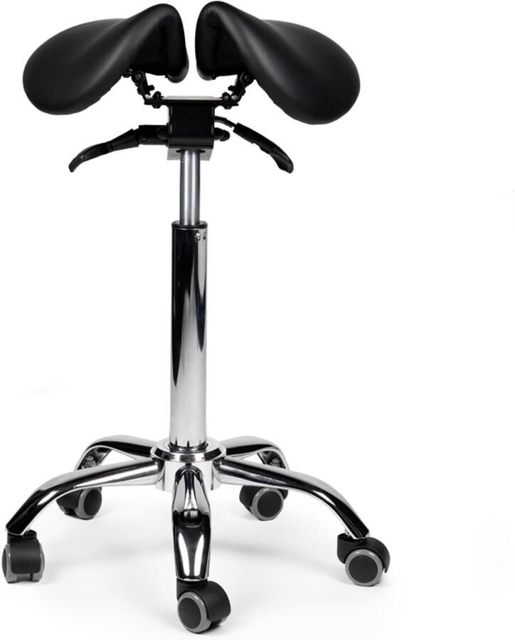 D'Romerio Kantelbare Zadelkruk Zwart Zithoogte 70-84cm – Ergonomische Werkkruk met Verstelbare Hoogte – Actieve Zit voor Bureau Thuiswerkplek en Salon – Voorkomt Rugklachten en Verbetert Houding