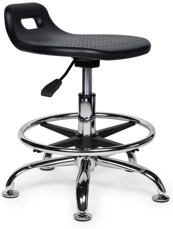 D'Romerio Stahulp Kruk – Ergonomische Sta-Kruk en Verstelbare Werkstoel – Zithoogte 40 56cm met Voetsteun Comfortabele Hoogte Verstelbare Kruk voor Werkplaats Magazijn Laboratorium Industrie Bureau & Thuis