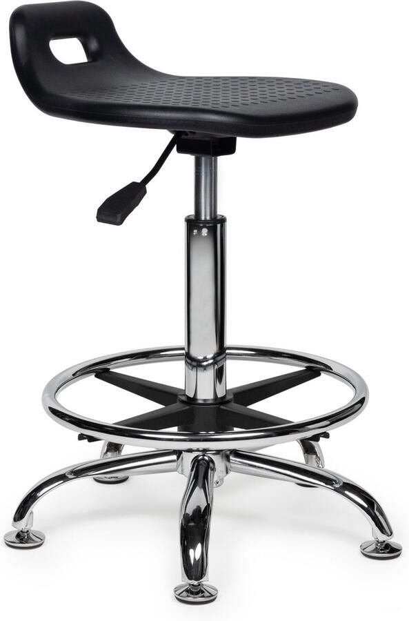 D'Romerio Stahulp Kruk – Ergonomische Sta-Kruk en Verstelbare Werkstoel – Zithoogte 50 68cm met Voetsteun Comfortabele Hoogte Verstelbare Kruk voor Werkplaats Magazijn Laboratorium Industrie Bureau & Thuis