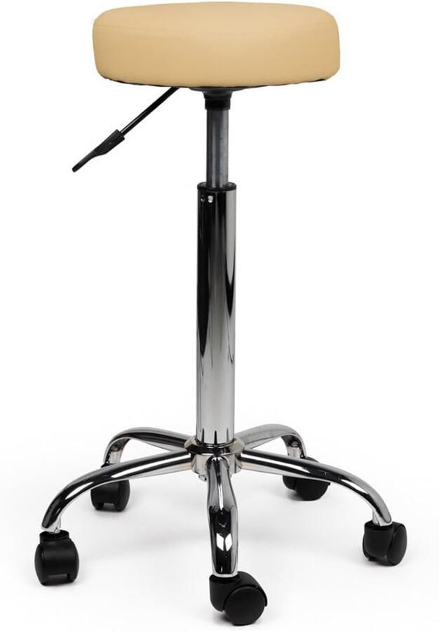 Zadelkruk Nederland Tabouret Beige Hoog Zithoogte 70 84cm kruk op wielen krukje werkkruk zadelkruk bureaukruk kapperskruk verstelbaar draaikruk tabouret zadelkruk met rugleuning tot 160kg