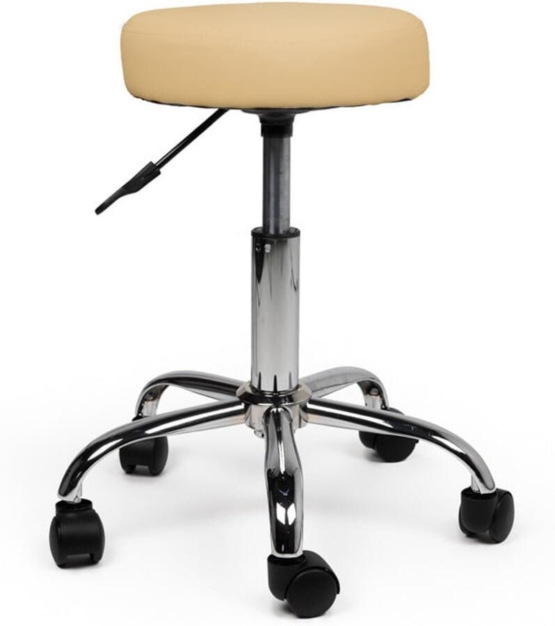Zadelkruk Nederland Tabouret Beige Laag Zithoogte 40 58cm kruk op wielen krukje werkkruk zadelkruk bureaukruk kapperskruk verstelbaar draaikruk tabouret zadelkruk met rugleuning tot 160kg