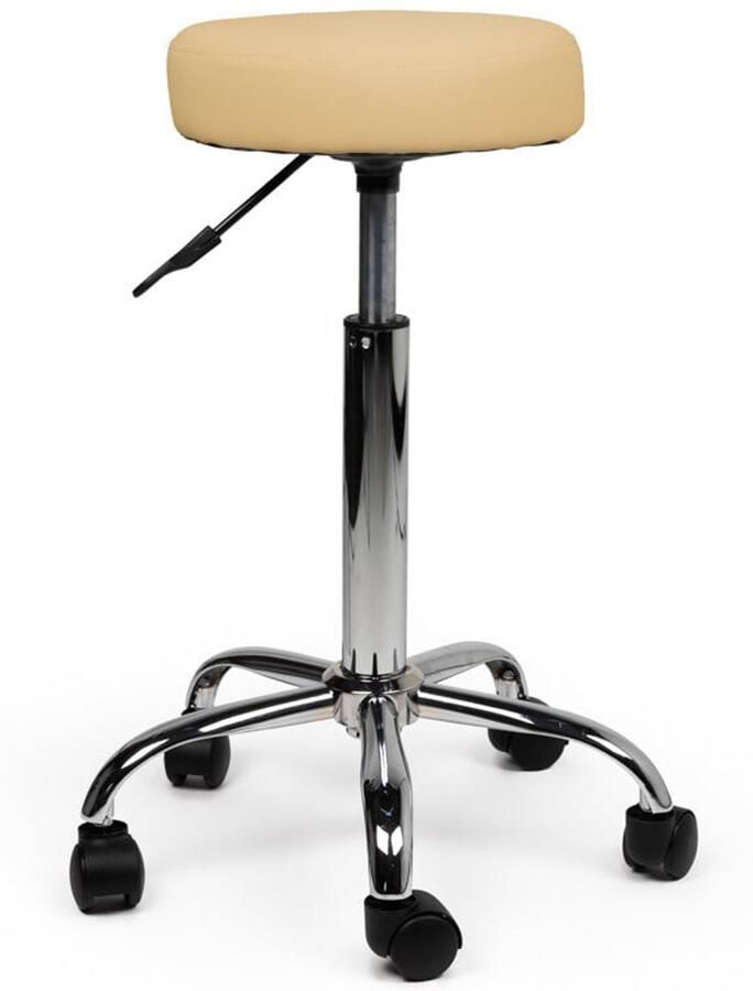 Zadelkruk Nederland Tabouret Beige Standaard Zithoogte 50 68cm kruk op wielen krukje werkkruk zadelkruk bureaukruk kapperskruk verstelbaar draaikruk tabouret zadelkruk met rugleuning tot 160kg