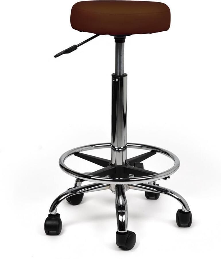 Zadelkruk Nederland Tabouret Bruin Hoog met Voetring Zithoogte 70 84cm kruk op wielen krukje werkkruk zadelkruk bureaukruk kapperskruk verstelbaar draaikruk tabouret zadelkruk met rugleuning tot 160kg