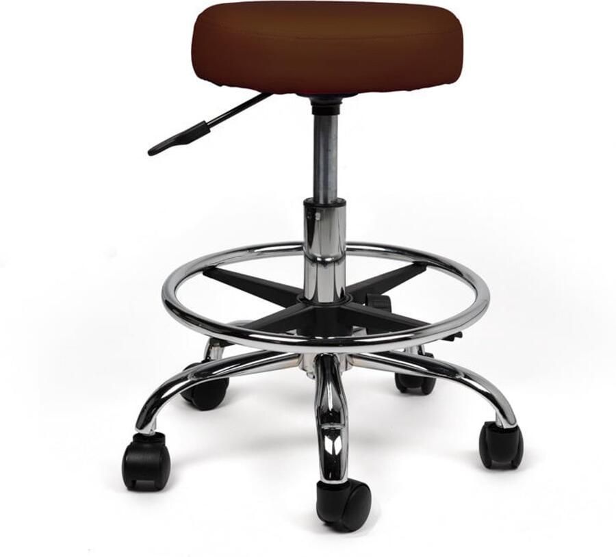 Zadelkruk Nederland Tabouret Bruin Laag met Voetring Zithoogte 40 58cm kruk op wielen krukje werkkruk zadelkruk bureaukruk kapperskruk verstelbaar draaikruk tabouret zadelkruk met rugleuning tot 160kg