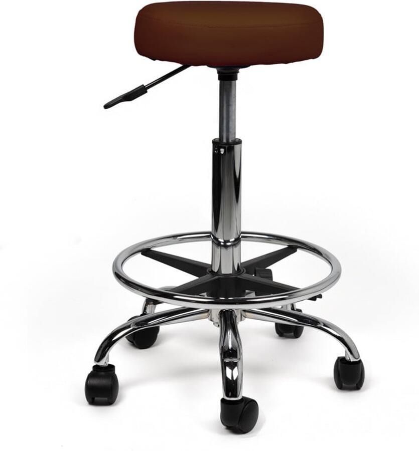 Zadelkruk Nederland Tabouret Bruin Standaard met Voetring Zithoogte 50 68cm kruk op wielen krukje werkkruk zadelkruk bureaukruk kapperskruk verstelbaar draaikruk tabouret zadelkruk met rugleuning tot 160kg