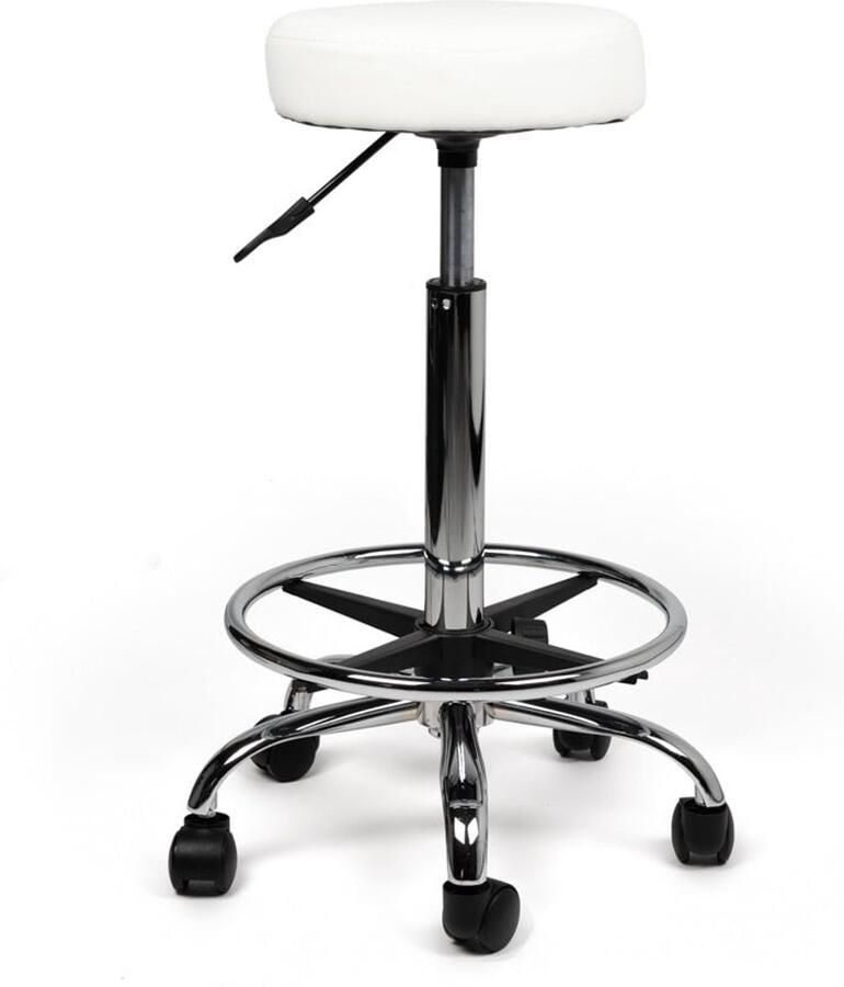 Zadelkruk Nederland Tabouret Wit Hoog met Voetring Zithoogte 70 84cm kruk op wielen krukje werkkruk zadelkruk bureaukruk kapperskruk verstelbaar draaikruk tabouret zadelkruk met rugleuning tot 160kg