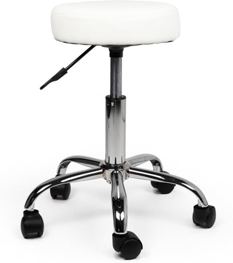 Zadelkruk Nederland Tabouret Wit Laag Zithoogte 40 58cm kruk op wielen krukje werkkruk zadelkruk bureaukruk kapperskruk verstelbaar draaikruk tabouret zadelkruk met rugleuning tot 160kg
