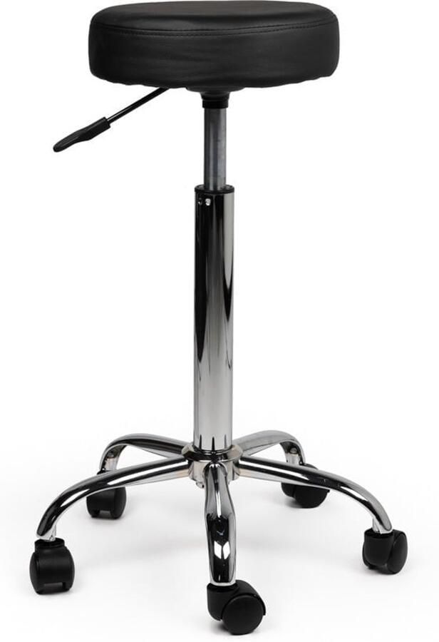 D'Romerio Tabouret Zwart – Ergonomische Verstelbare Kruk met Wielen – Zithoogte 40 56cm met Voetsteun Comfortabele Werkstoel voor Salon Kapper Pedicure Tattoo Nagelstudio Schoonheidsspecialist & Thuisgebruik - Foto 2