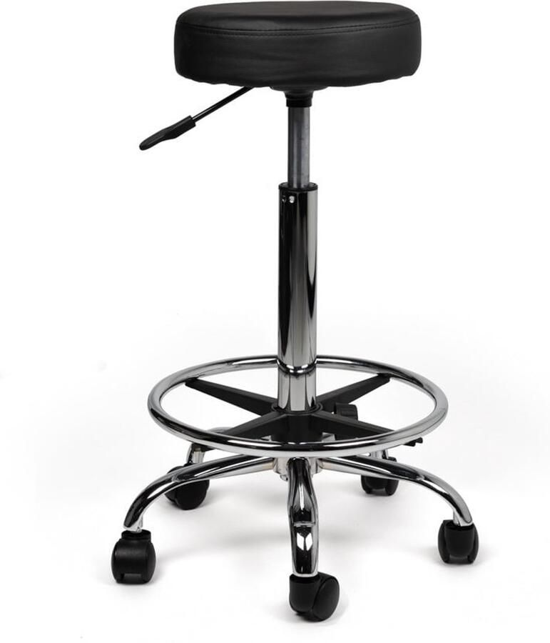Zadelkruk Nederland Tabouret Zwart Hoog met Voetring Zithoogte 70 84cm kruk op wielen krukjes werkkruk zadelkruk bureaukruk kapperskruk verstelbaar draaikruk tabouret zadelkruk met rugleuning tot 160kg