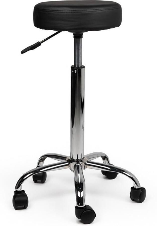 Office Tabouret Verstelbaar – Comfortabele Werkstoel met Zachte Zitting & Wieltjes – Ideaal voor Thuisgebruik Klussen & Creatief Werk – Compact & Handig – Zwart Hoge uitvoering Tabouret Zwart Rolkruk Werkkruk
