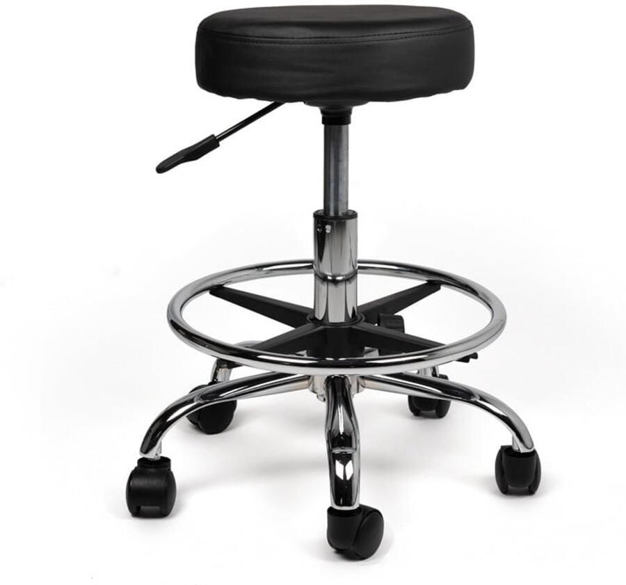 Zadelkruk Nederland Tabouret Zwart Laag met Voetring Zithoogte 40 58cm kruk op wielen krukjes werkkruk zadelkruk bureaukruk kapperskruk verstelbaar draaikruk tabouret zadelkruk met rugleuning tot 160kg