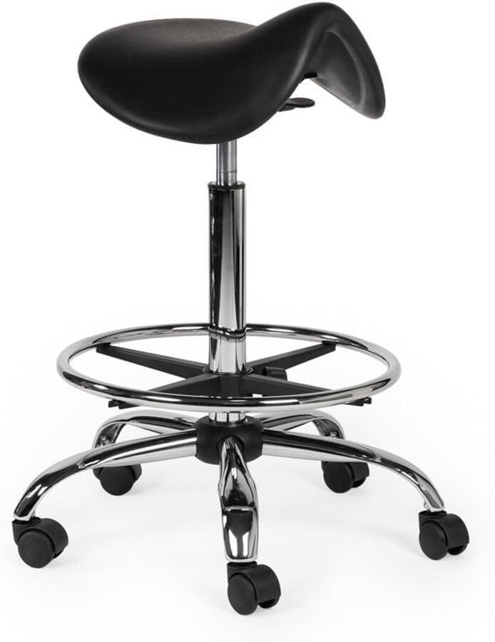 Zadelkruk Nederland Werkplaatskruk Zwart Hoog met Voetring Zithoogte 70 84cm kruk op wielen krukje werkkruk zadelkruk bureaukruk kapperskruk verstelbaar draaikruk tabouret zadelkruk met rugleuning tot 160kg