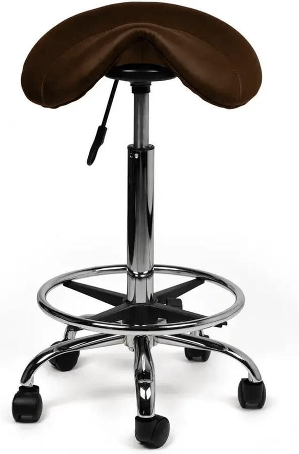 Zadelkruk Nederland Zadelkruk Zeno Hoog Bruin met Voetring Zithoogte 70 84cm kruk op wielen krukje werkkruk zadelkruk bureaukruk kapperskruk verstelbaar draaikruk tabouret zadelkruk met rugleuning tot 160kg