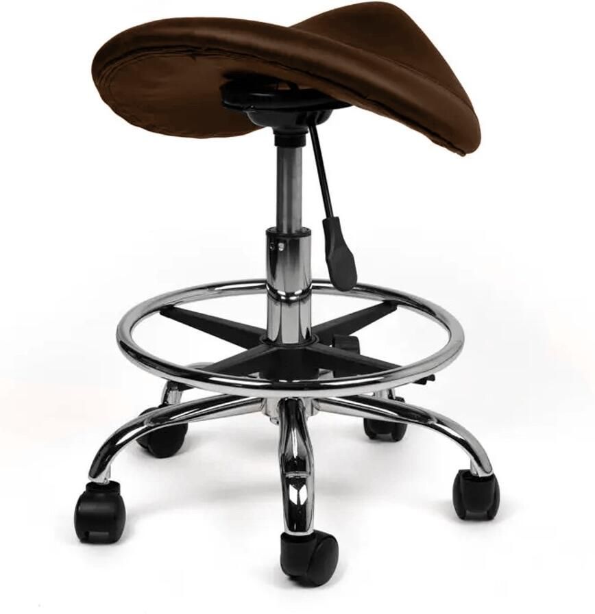 Zadelkruk Nederland Zadelkruk Antaris Bruin Laag met Voetring- Zithoogte 40 58cm kruk op wielen krukje werkkruk zadelkruk bureaukruk kapperskruk verstelbaar draaikruk tabouret zadelkruk met rugleuning tot 160kg