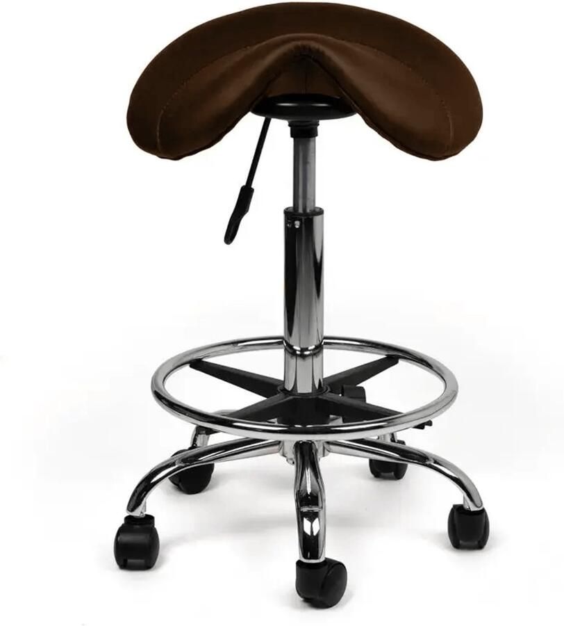 Zadelkruk Nederland Zadelkruk Kalista Standaard Bruin met Voetring Zithoogte 50 68cm kruk op wielen krukje werkkruk zadelkruk bureaukruk kapperskruk verstelbaar draaikruk tabouret zadelkruk met rugleuning tot 160kg