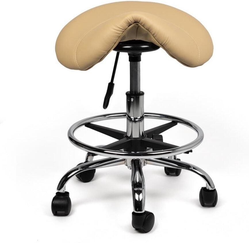 Zadelkruk Nederland Zadelkruk Antaris Beige Laag met Voetring Zithoogte 40 58cm kruk op wielen krukje werkkruk zadelkruk bureaukruk kapperskruk verstelbaar draaikruk tabouret zadelkruk met rugleuning tot 160kg