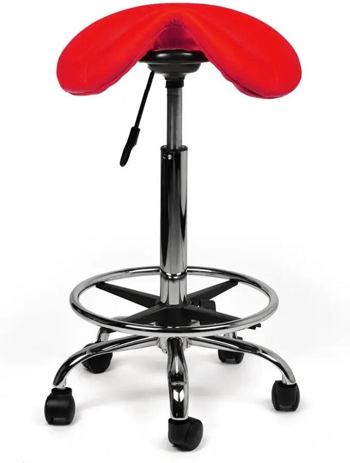 Zadelkruk Nederland Zadelkruk Zeno Hoog Rood met Voetring- Zithoogte 70 84cm kruk op wielen krukje werkkruk zadelkruk bureaukruk kapperskruk verstelbaar draaikruk tabouret zadelkruk met rugleuning tot 160kg