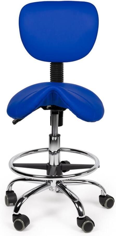 Zadelkruk Nederland Zadelkruk Rugleuning Laag Blauw met Voetring Zithoogte 40 58cm kruk op wielen krukje werkkruk zadelkruk bureaukruk kapperskruk verstelbaar draaikruk tabouret zadelkruk met rugleuning tot 160kg