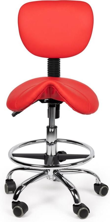 Zadelkruk Nederland Zadelkruk Rugleuning Laag Rood met Voetring Zithoogte 40 58cm kruk op wielen krukje werkkruk zadelkruk bureaukruk kapperskruk verstelbaar draaikruk tabouret zadelkruk met rugleuning tot 160kg