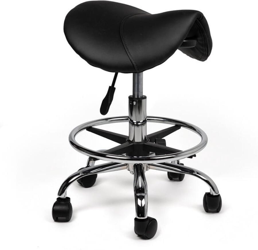 Zadelkruk Nederland Zadelkruk Antaris Zwart Laag met Voetring Zithoogte 40 58cm zadelkruk op wielen kruk op wielen krukjes werkkruk zadelkruk bureaukruk kapperskruk verstelbaar draaikruk tabouret zadelkruk met rugleuning tot 160kg