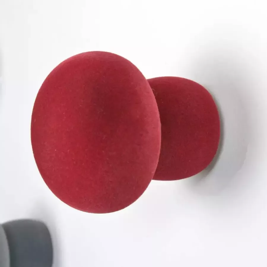 Droog Design Kapstok SOFTKNOB Velvet Luna Bordeaux Rood 8 x 8 5 cm