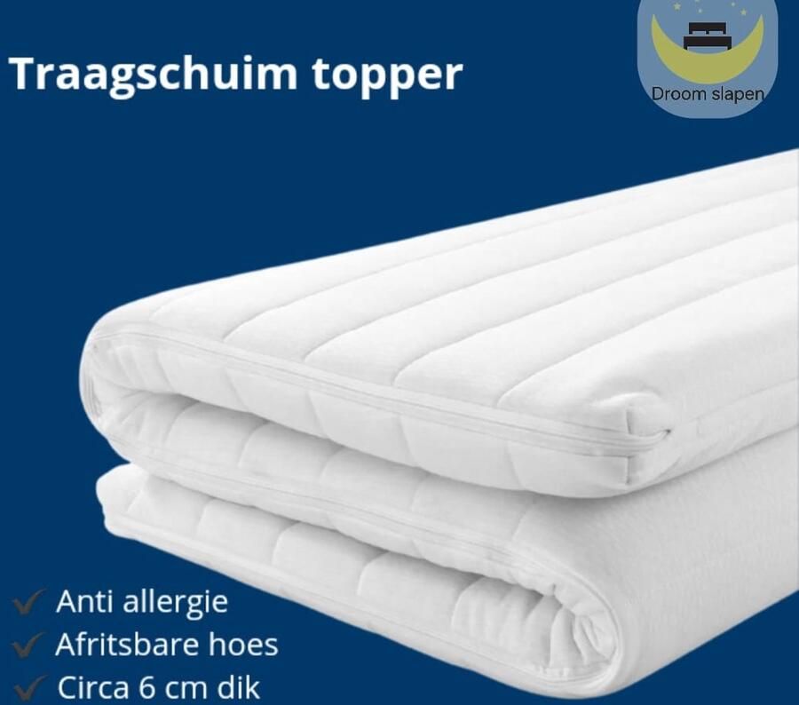 Droom slapen 160x200 traagschuim topper Matras topper 6 cm dik Luxe wasbare hoes Topdekmatras anti allergie Druk verlagend