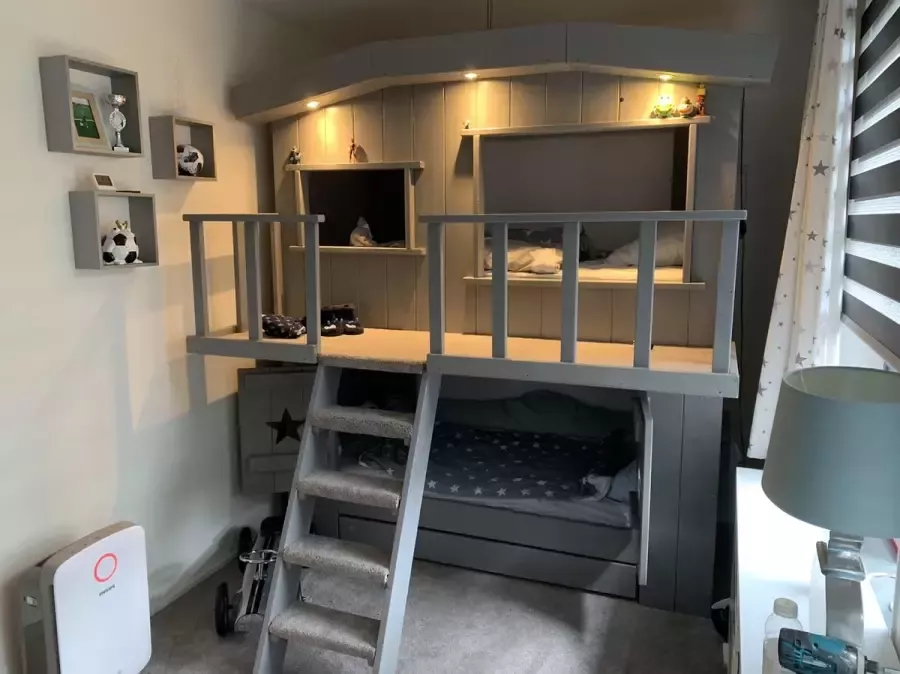 Droommeubel Concurrent Boomhutbed XXL Balkon voor Met lade Bedhuisje Steigerhout Grijs