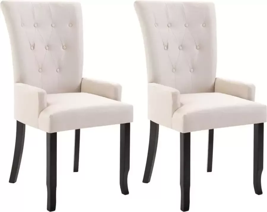 DroomMeubels Eetkamerstoel met armleuningen 2 stuks beige stof