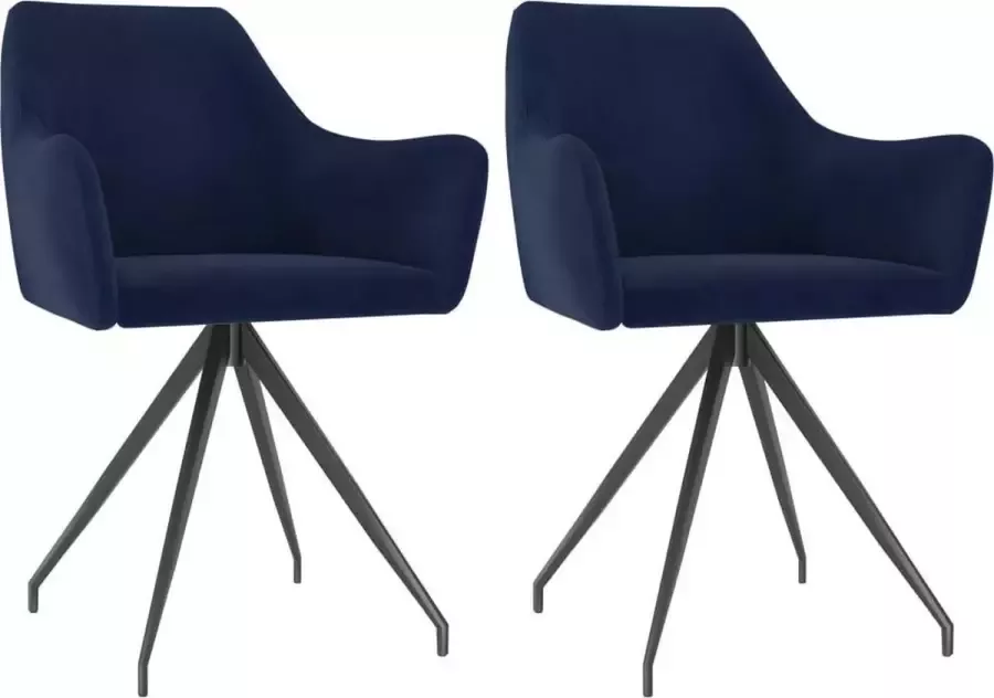 DroomMeubels Eetkamerstoelen 2 stuks blauw fluweel