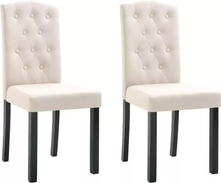 DroomMeubels Eetkamerstoelen 2 stuks crème stof gecapitonneerd