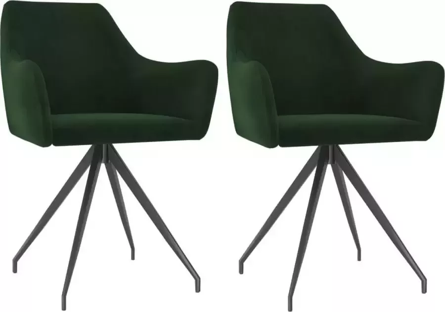 DroomMeubels Eetkamerstoelen 2 stuks donkergroen fluweel