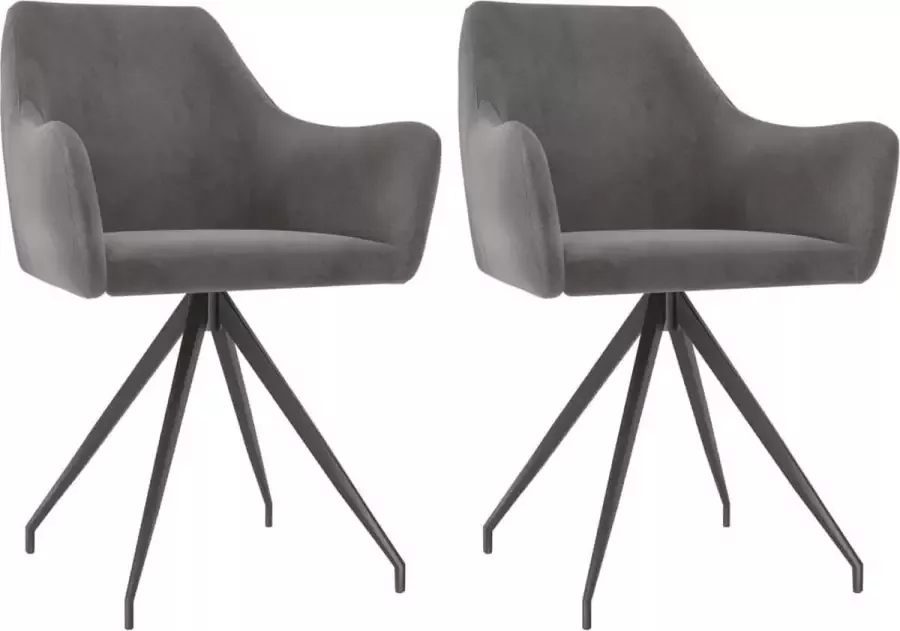 DroomMeubels Eetkamerstoelen 2 stuks fluweel donkergrijs