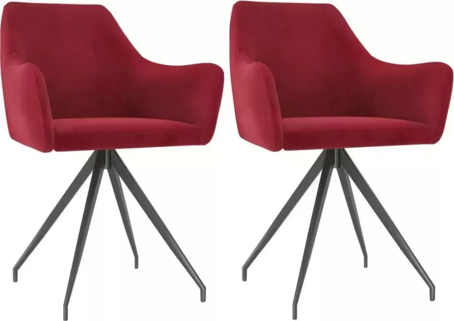 DroomMeubels Eetkamerstoelen 2 stuks fluweel wijnrood